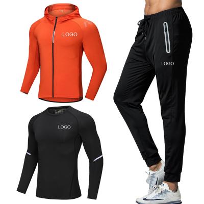 China Wholesale Compression Logo Fitness Wear Men Three Piece QUICK DRY Tracksuit Custom Made Gym Plus Size Workout Reflective Sweatsuit for sale