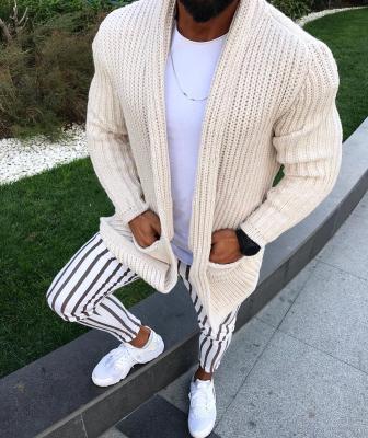 China Breathable 2021 winter men knit sweater cardigan ribbed custom logo solid pocket plus size mens sweaters for sale