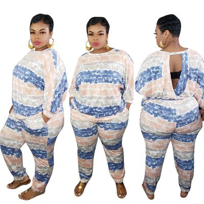 China Fall 2020 QUICK DRY plus size women clothing two piece panties sets long sleeve workout sets printed plus size sets for sale