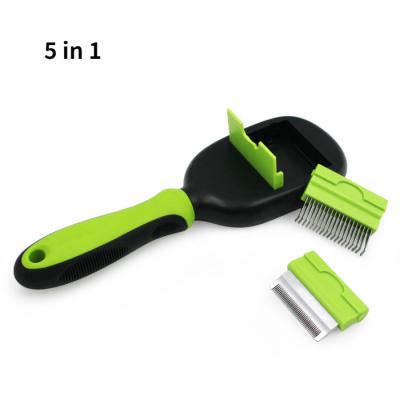 China Pet Hair Grooming Tool Double Sided Massage Deshedding Dematting Pin And Bristle Brush Comb Set For All Breeds Dogs Cats for sale