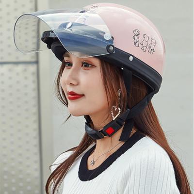 China Lovely Cute Cartoon Motorcycle Helmet Summer Motorcycle Safety Cycling Half Face Safety Scooter Outdoor Helmets With Windshield for sale