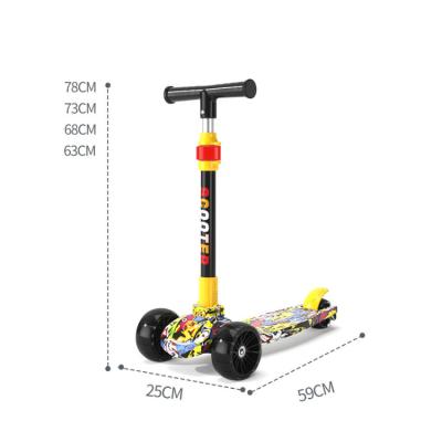 China PVC flash 2022 three 3 wheel foldable and motorized luminescent kids kids handicapped kick scootersfoot scooters for sale