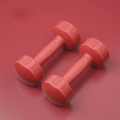 China Fitness Sporting Goods Gym Comfortable Training 10kg Customized Logo Set Vinyl Dumbbell Color Rubber Dumbbells for sale