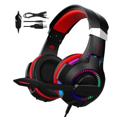 China Wired Noise Cancelling PC Gaming Headset With RGB LED Mic Control Button Free Sample for sale