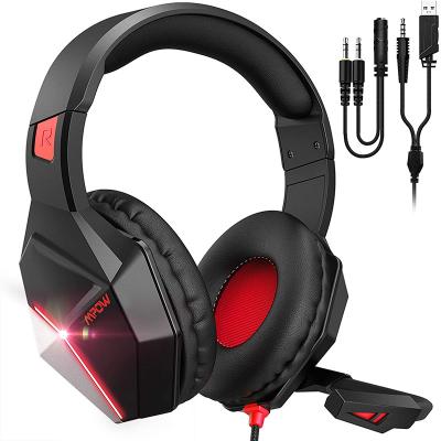 China Custom Logo LED RGB Gaming Headset Over Ear Gaming Headphones For PC And PS4 for sale