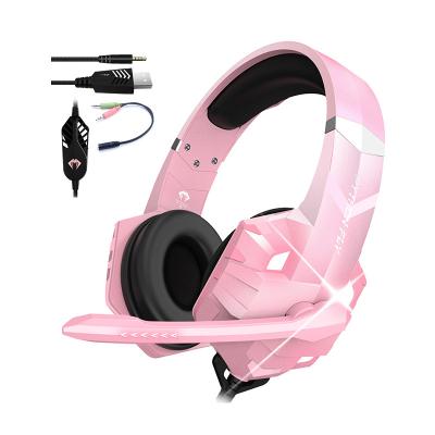 China Stereo Hifi Over The Ear Custom Gaming Earphones Wired With LED Mic For PC Xbox PS5 for sale