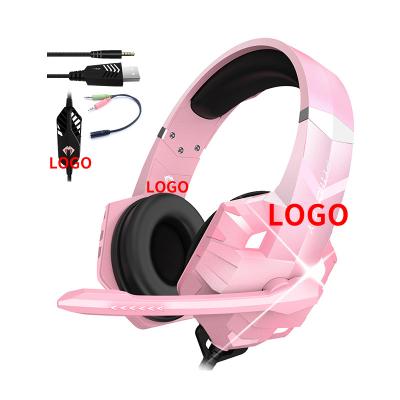 China 7.1 Stereo Pink Wired Gaming Headset Koptelefoon met microfoon Voor mobiele telefoons PS4 Te koop