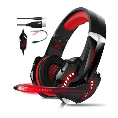 China Dynamisch vocalisme principe PC gaming koptelefoon bedraad met zachte microfoon LED licht OEM Te koop