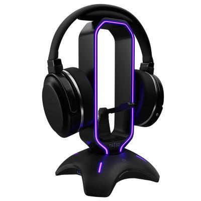 China Non Slip Base Universal Gaming Headphone Stand With RGB Charging Dock for sale