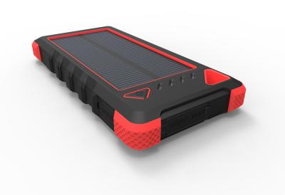 China Red 16000mAh IP67 Waterproof Shockproof Dustproof Portable Solar Power Bank for sale