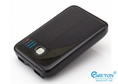 China Black Solar Double USB Power Bank 5000mAh , Mobile Charging Power Bank External for sale