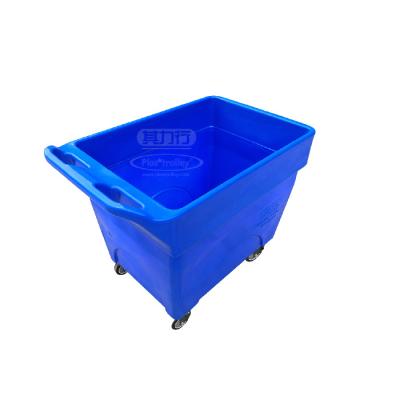 China Universal HDPE 300L Commercial Plastic Laundry Truck Canvas Handle Carts Carts With 4 Wheels for sale