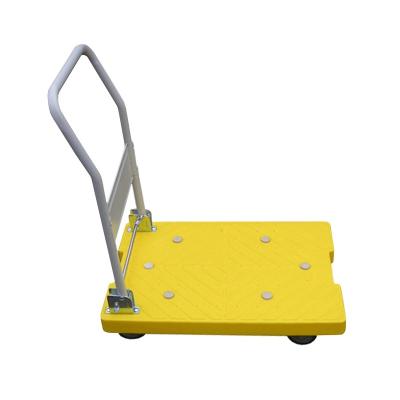 China Durable 200KG Warehouse Heavy Duty Durable Transport Platform Plastic Hand Trolley Trolley With Wheels for sale