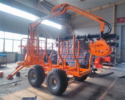 China Building material stores log trailer with crane for sale