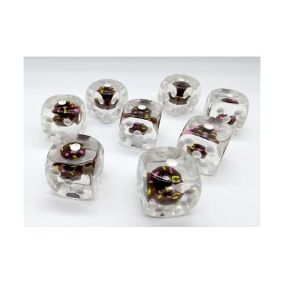 China Cube HS Dice 16mm Round Corner Resin Transparent Donuts D6 Dice for Casino and Magic Game for sale