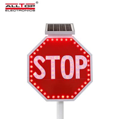 China ALLTOP new design ip65 warning light traffic aluminum waterproof led solar flashing post 600*600 mm for sale