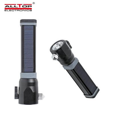 China ALLTOP Rechargeable Solar Escape Rescue Light Self Defense Solar Powered Led Torch USB Good Performance Flashlight for sale