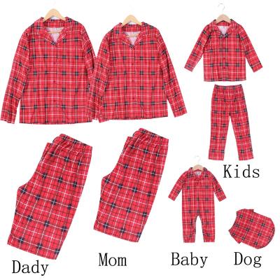 China QUICK DRY Fast Shipping Red Lapel Plaid Shirt Pants Pet Pajamas Christmas Set Family Matching Outfit for sale