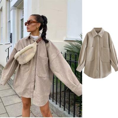 China 2021 Winter Single Sleeves Breathable Woolen Fabric Long Sleeves Keep Warm Women Jackets And Ditch Coats For Ladies for sale