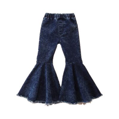 China Wholesale Breathable Solid Color Kids Baby Jeans Long Pants Fringe Little Girls Jean Bell Bottoms Children for sale