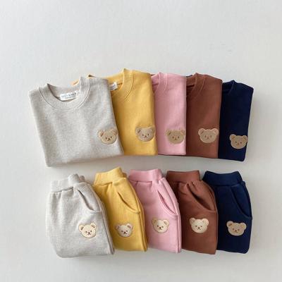 China Customized Cotton Crewneck Anti-Shrink Sweatshirt Sports Pants Outfits Toddler Baby Long Sleeve Clothing Set for sale