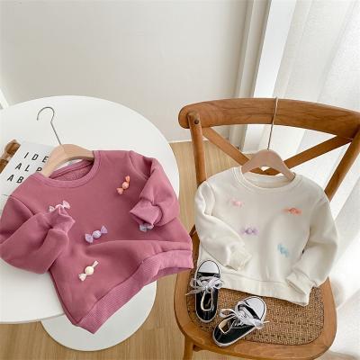 China Wholesale Breathable Plush Kids Long Sleeve Winter Pullover Candy Baby Kids Girls Basic Sweatshirt for sale