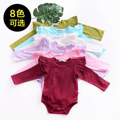 China Newborn Boy Baby Boy Smart Casual Ruffle Jumpsuit Comfortable Casual Long Sleeve Solid Color Jumpsuit Set for sale