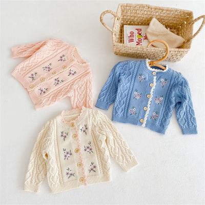 China 2021 Fashion Spring Baby Toddler Baby Cardigan Flower Children Wool Breathable Knitting Coats for sale