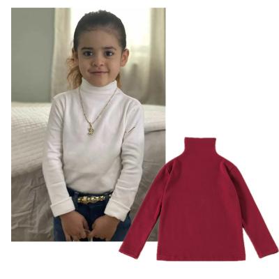 China 2021 Autumn Winter Children Solid High Collar Infant Baby Shirts Anti-Shrink Long Sleeve Tops for sale