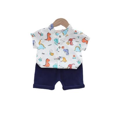 China Shortly 2021 new summer children's suit boys stand up shirt sleeve collar cool and comfortable short shorts for sale