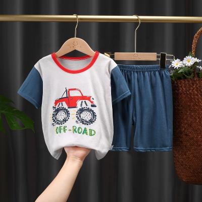 China 2021 new cotton smart casual baby outfits T-shirt pants set shorts set sleeve shorts kids summer clothes for sale