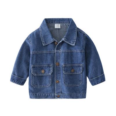 China Color Fade Proof Fashion Blue Children Boys Denim Shirt Loose Coat Toddler Baby Jeans Jackets for sale