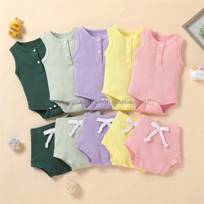 China 2022 New Rib Knit Fabric Kids Jumpsuit One Piece Plain Dyed Baby Knitted Romper Bowknot Toddler Girls Jumpsuits for sale