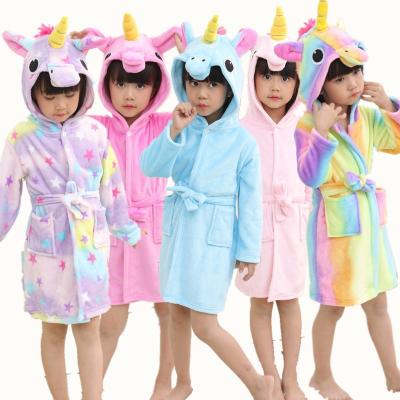 China Star QUICK DRY Cartoon Children Flannel Animal Pajamas Fall Winter Baby Kids Girls Hooded Bathrobe for sale