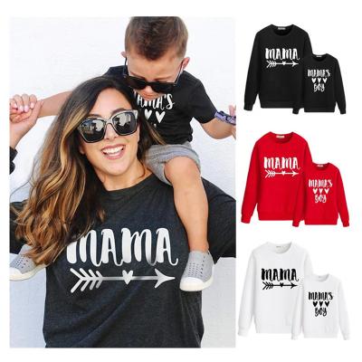 China Mommy and Me QUICK DRY Fashion Mommy Sweater Boy Letter Printed Family Crewneck Sweatshirt for sale