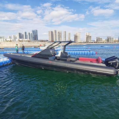 China Aluminum Italy Designed 10M Rib Inflatable Boats Hypalon Tube RIB boat Black Color For Sale for sale