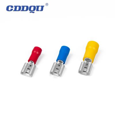 China Spade Disconnect FDD1.25-250 Tin Plating Insulated Female Wire Crimp Terminals Copper Insulated Multicolor Connector for sale