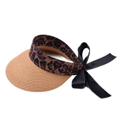 China Leopard Print Strawtravel Vacation Flame Shade Cozy Beach Hat Big Brim Sun Hats Women for sale