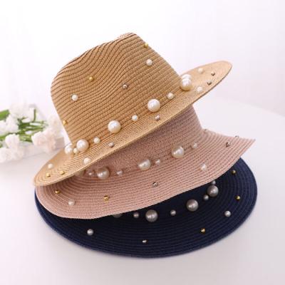 China Men's Women's Straw Panama Fedora Summer Beach Sun Wide Brim Hat Comfortable Large For Women for sale