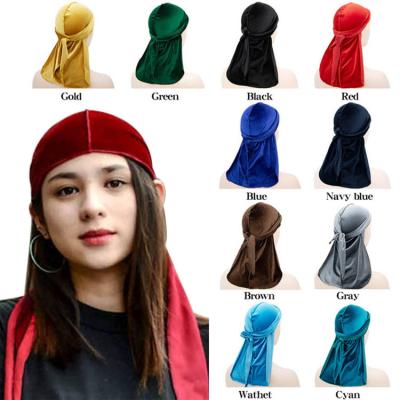 China Chinese Style Long Velvet Soft Cloth Silky Lining Ties Veeta Top Velvet Durags for sale