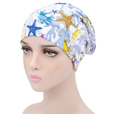 China Image Pattern Print Cowl Hat Women Night Sleep Head Wear African Lady Head Wrap Hat for sale