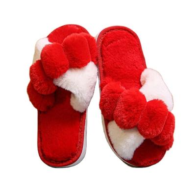 China Anti-Smell Winter Kids For Girl Fluffy Slides Open Toe Furry Indoor Slippers Flat House Toddler Shoes for sale