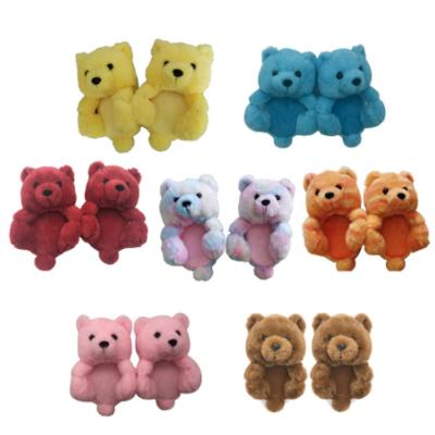 China Fuzzy House Shoes Teddy Bear Indoor Animal Plush Winter Child Anti-odor Cute Warm Furry Slippers for sale