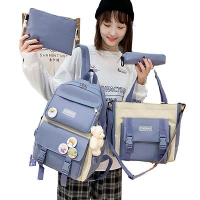 China Other 4 Pcs Set Oxford Cloth Backpack Girls College Student Cute Kids Book Rucksack School Bag for sale