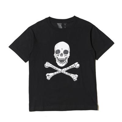 China IHJ6187 Halloween Breathable Tees Short Sleeve Print Skull T-shirt Black T-shirts For Men 100% Cotton for sale