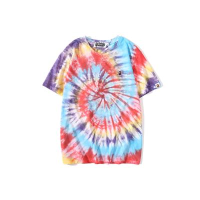 China New Men's Breathable Clothing IHJ3705 Summer Smiley Face Tie-Dye Printing Short Sleeve T-Shirts for sale