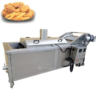 China Máquina para freír Samosa con calefacción por gas Cinturón transportador Línea de procesamiento de freír cebolla ajo en venta