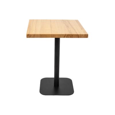 China Modern nordic design solid wood top with black metal base restaurant and cafe shop dining table furniture for sale