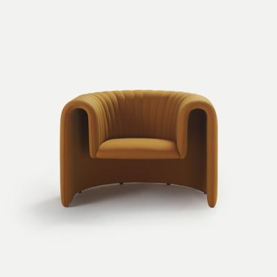 China 2022 modern design modern orange color velvet fabric fully upholstered living room bar sofa chair for sale