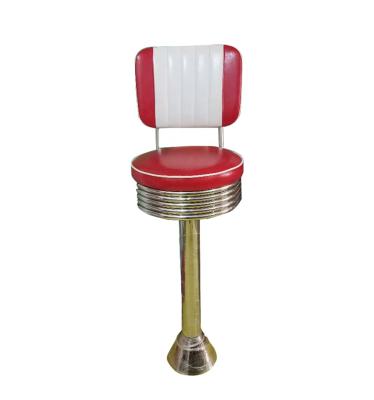 China Retro Red Color 1950s Style Hard Floor High Barstool Easy Clean American Meal Diner for sale